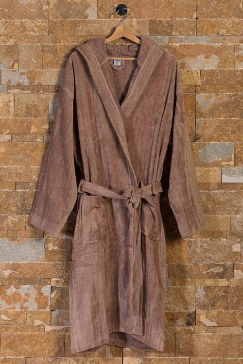 Μπουρνούζι Velour σε χρώμα μόκα 400gsm